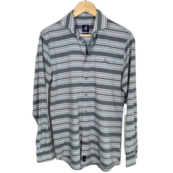 Johnnie O Mens Shirt Size Small Blue Stripe Button Down Cotton Santa Monica - Picture 1 of 6